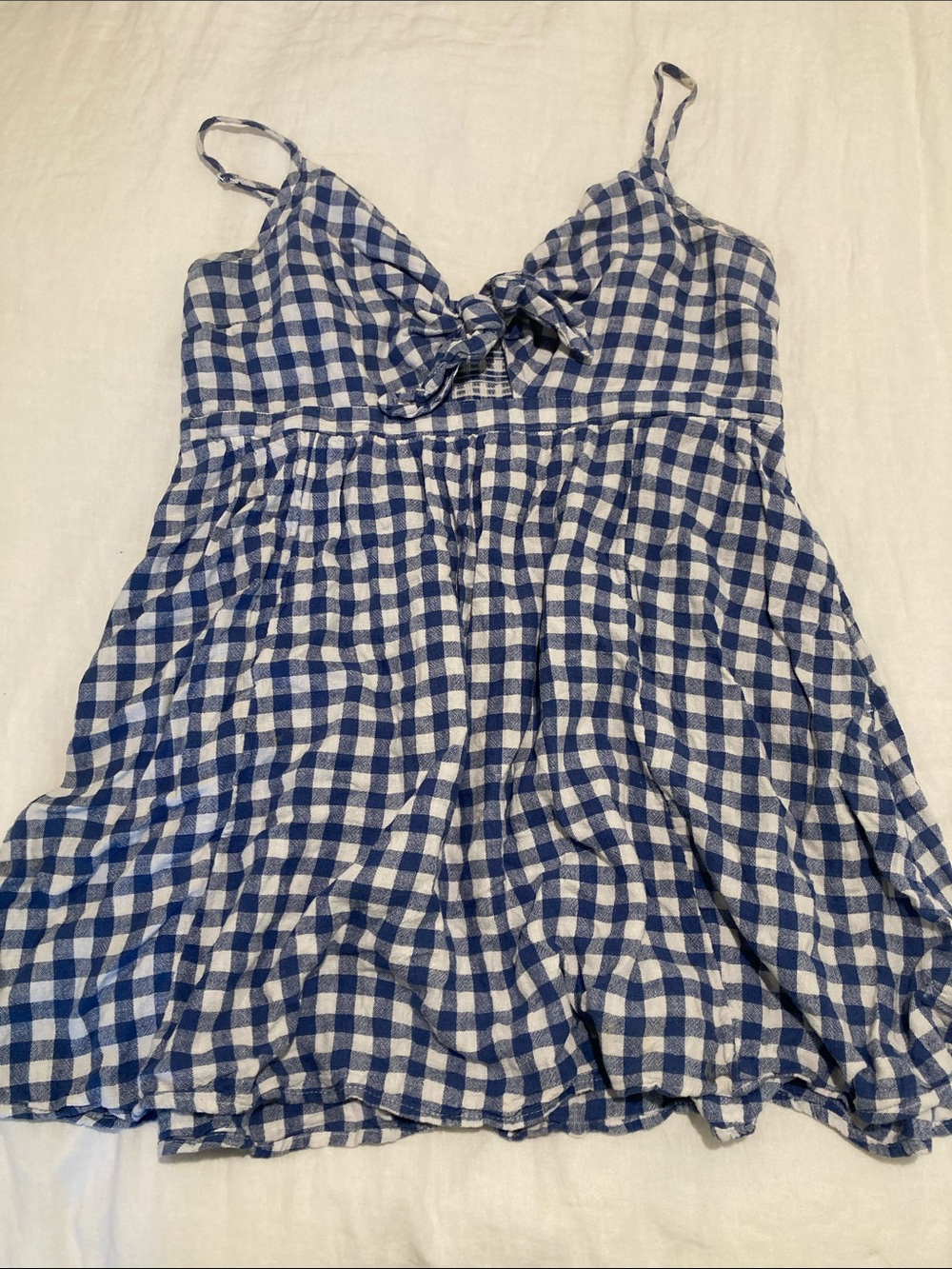 Old Navy Blue and White Gingham Tie-Front Cami